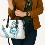 All White Maori Tribal Tattoo Personalised Leather Bag Polynesian Style - Aussie Hoodie