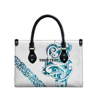 All White Maori Tribal Tattoo Personalised Leather Bag Polynesian Style - Aussie Hoodie