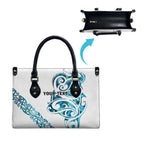 All White Maori Tribal Tattoo Personalised Leather Bag Polynesian Style - Aussie Hoodie