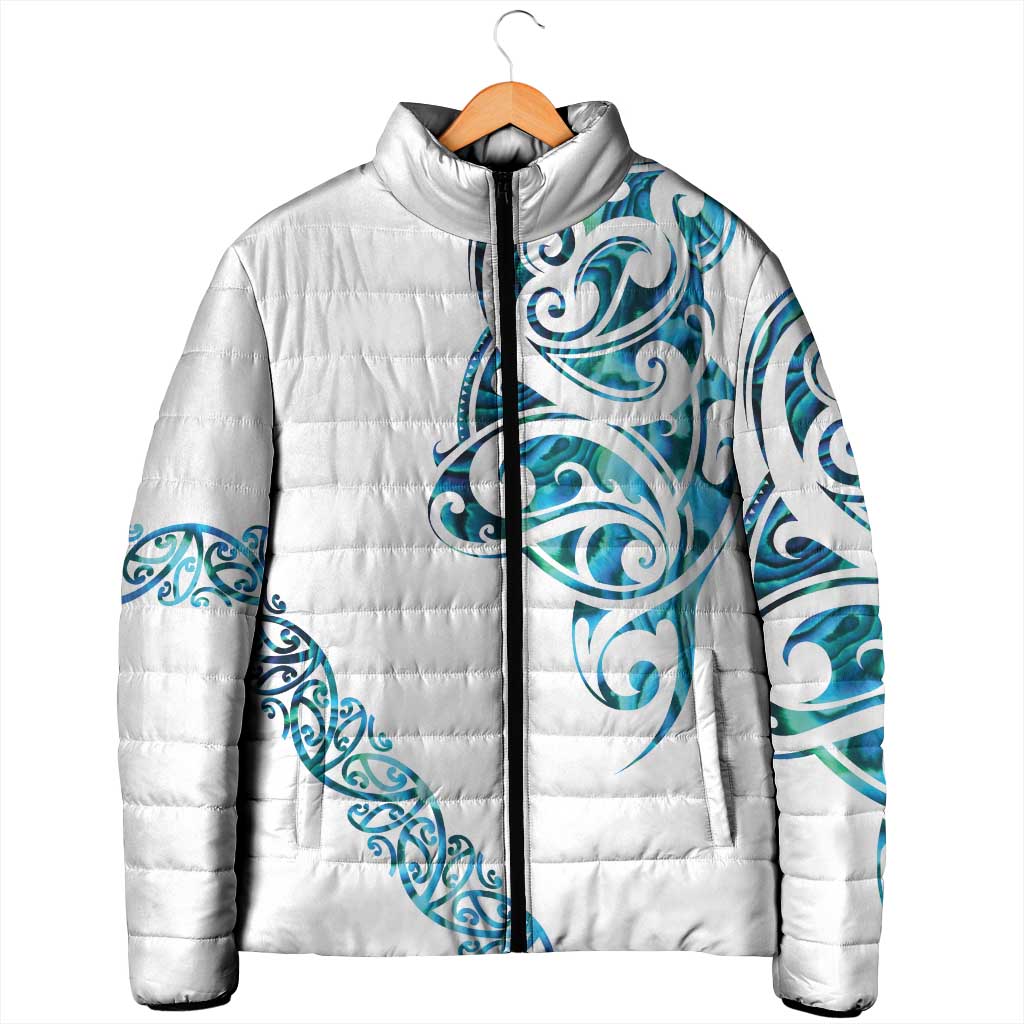 All White Maori Tribal Tattoo Personalised Padded Jacket Polynesian Style - Aussie Hoodie