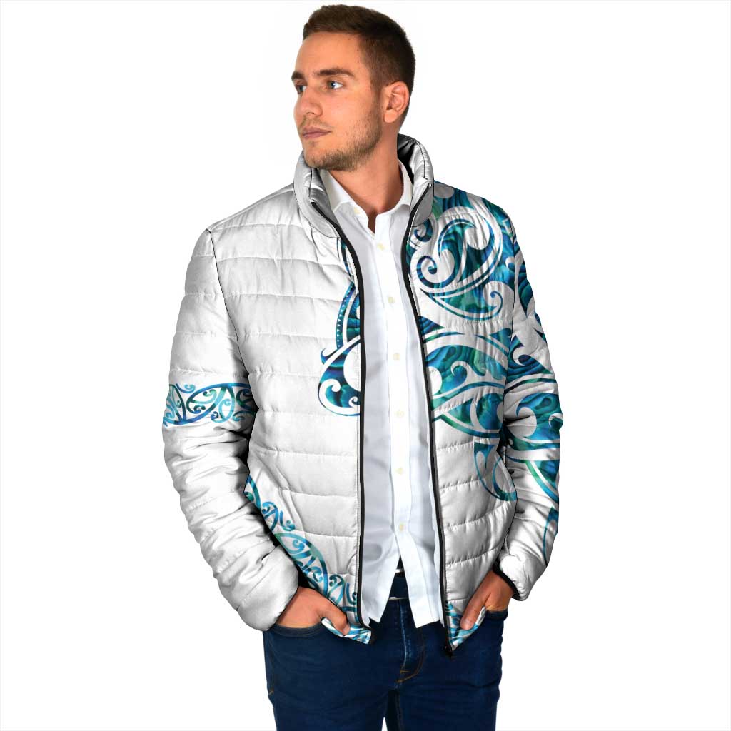 All White Maori Tribal Tattoo Personalised Padded Jacket Polynesian Style - Aussie Hoodie