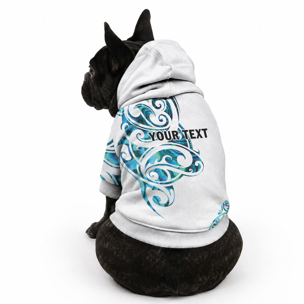 All White Maori Tribal Tattoo Personalised Pet Hoodie Polynesian Style