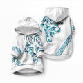 All White Maori Tribal Tattoo Personalised Pet Hoodie Polynesian Style