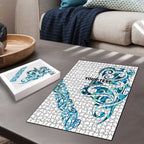 All White Maori Tribal Tattoo Personalised Puzzle Polynesian Style - Aussie Hoodie