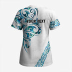 All White Maori Tribal Tattoo Personalised Scrub Top Polynesian Style - Aussie Hoodie