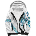 All White Maori Tribal Tattoo Personalised Sherpa Hoodie Polynesian Style