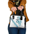 All White Maori Tribal Tattoo Personalised Shoulder Handbag Polynesian Style