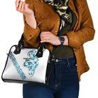 All White Maori Tribal Tattoo Personalised Shoulder Handbag Polynesian Style