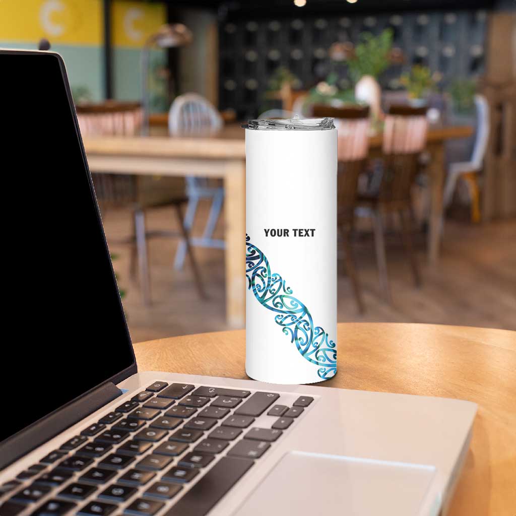 All White Maori Tribal Tattoo Personalised Skinny Tumbler Polynesian Style