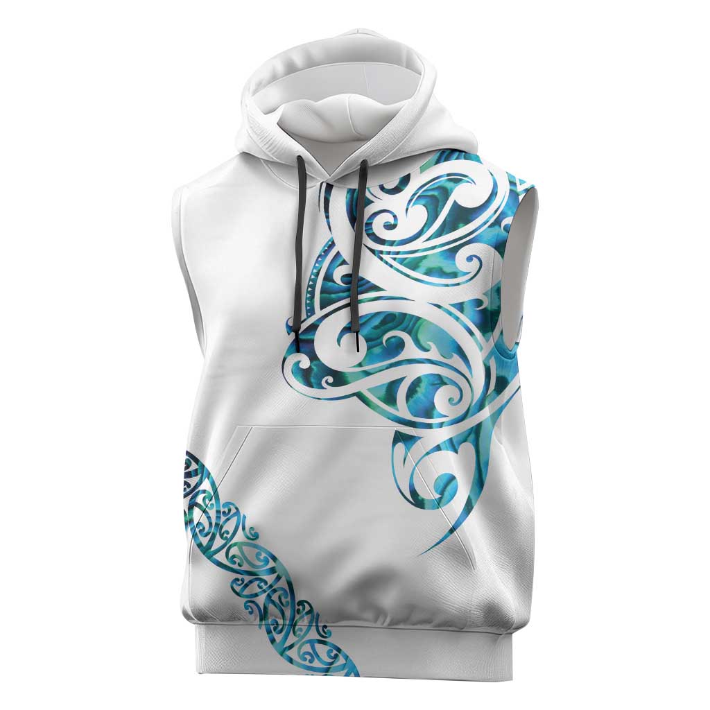 All White Maori Tribal Tattoo Personalised Sleeveless Hoodie Polynesian Style - Aussie Hoodie