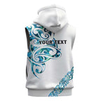 All White Maori Tribal Tattoo Personalised Sleeveless Hoodie Polynesian Style - Aussie Hoodie