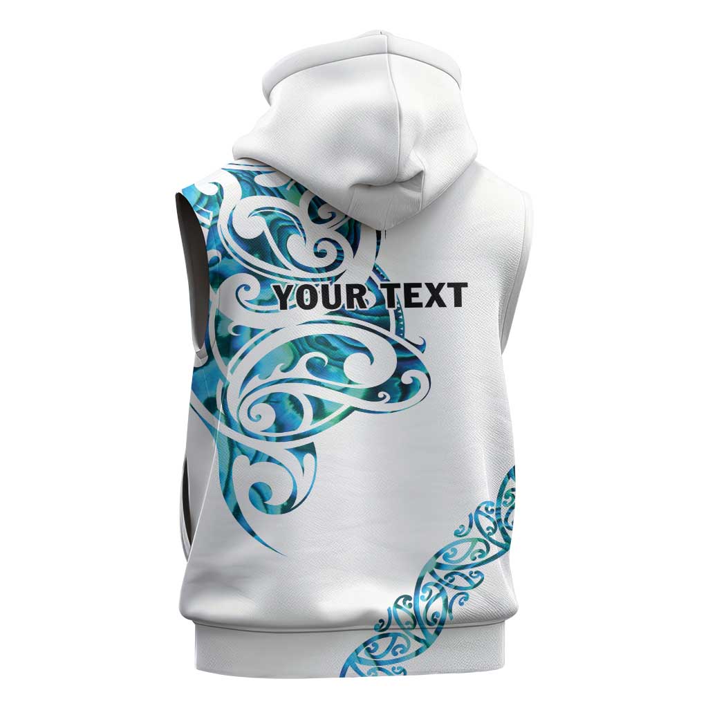 All White Maori Tribal Tattoo Personalised Sleeveless Hoodie Polynesian Style - Aussie Hoodie