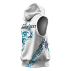 All White Maori Tribal Tattoo Personalised Sleeveless Hoodie Polynesian Style - Aussie Hoodie