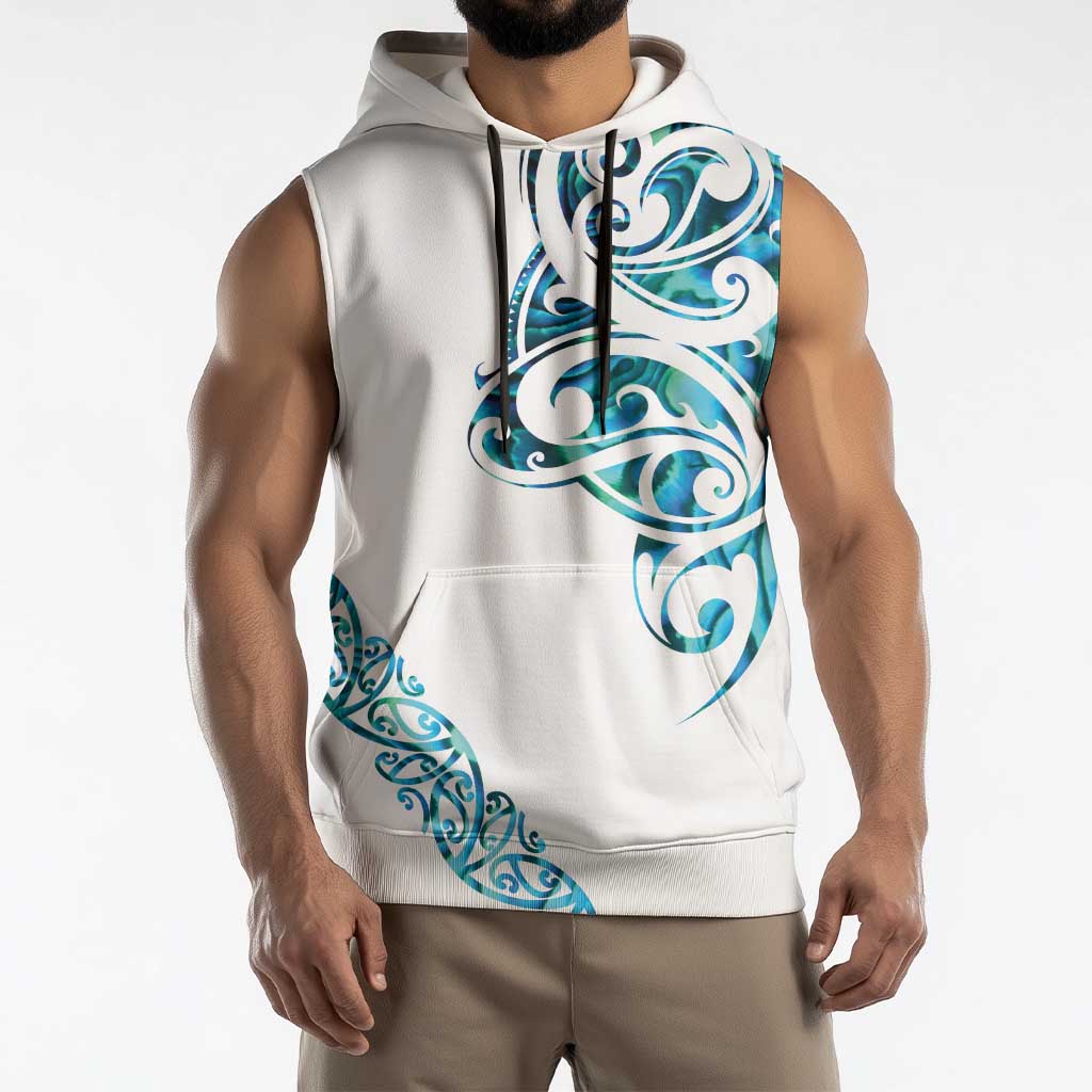 All White Maori Tribal Tattoo Personalised Sleeveless Hoodie Polynesian Style - Aussie Hoodie
