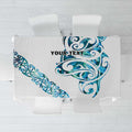 All White Maori Tribal Tattoo Personalised Tablecloth Polynesian Style