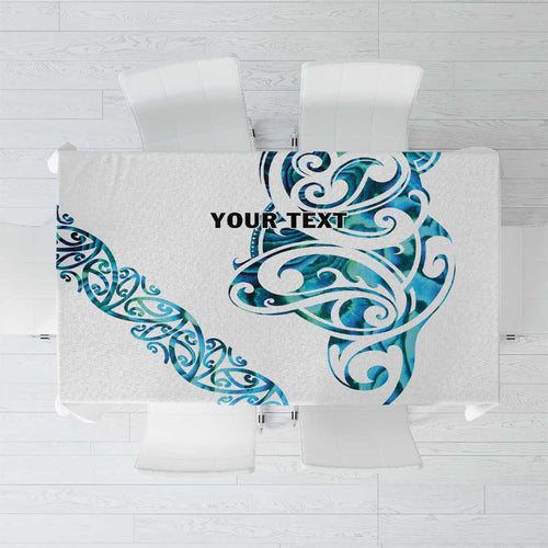 All White Maori Tribal Tattoo Personalised Tablecloth Polynesian Style