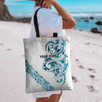 All White Maori Tribal Tattoo Personalised Tote Bag Polynesian Style - Aussie Hoodie