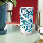 All White Maori Tribal Tattoo Personalised Tumbler Cup Polynesian Style