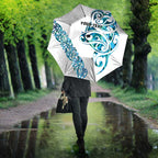 All White Maori Tribal Tattoo Personalised Umbrella Polynesian Style - Aussie Hoodie