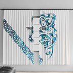 All White Maori Tribal Tattoo Personalised Window Curtain Polynesian Style