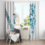 All White Maori Tribal Tattoo Personalised Window Curtain Polynesian Style
