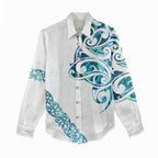 All White Maori Tribal Tattoo Personalised Women Casual Shirt Polynesian Style