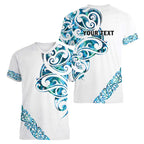 All White Maori Tribal Tattoo Personalised Women V-Neck T-Shirt Polynesian Style