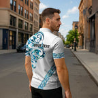 All White Maori Tribal Tattoo Personalised Zipper Polo Shirt Polynesian Style - Aussie Hoodie