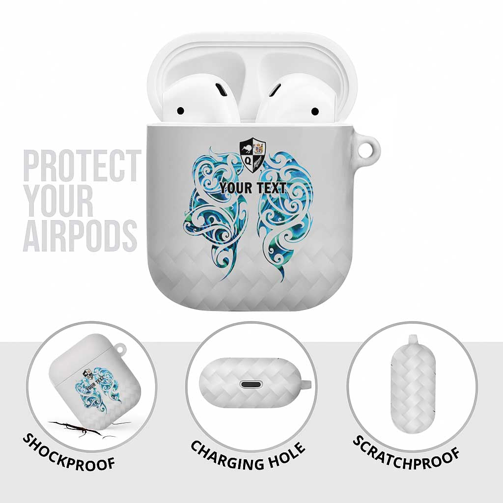 Queensland Maori Kiwi Personalised AirPods Case Ma Kakariki Papua Shell Maori Tribal Tattoo - Aussie Hoodie