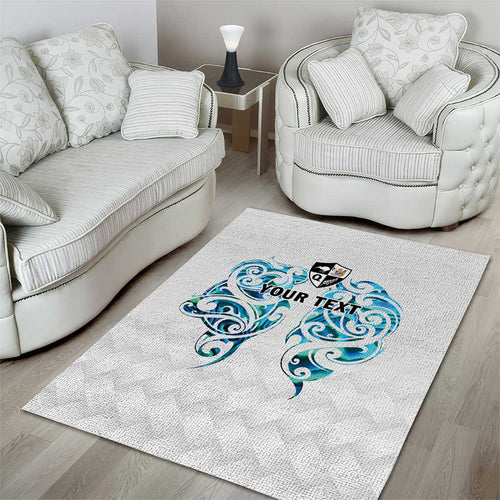 Queensland Maori Kiwi Personalised Area Rug Ma Kakariki Papua Shell Maori Tribal Tattoo