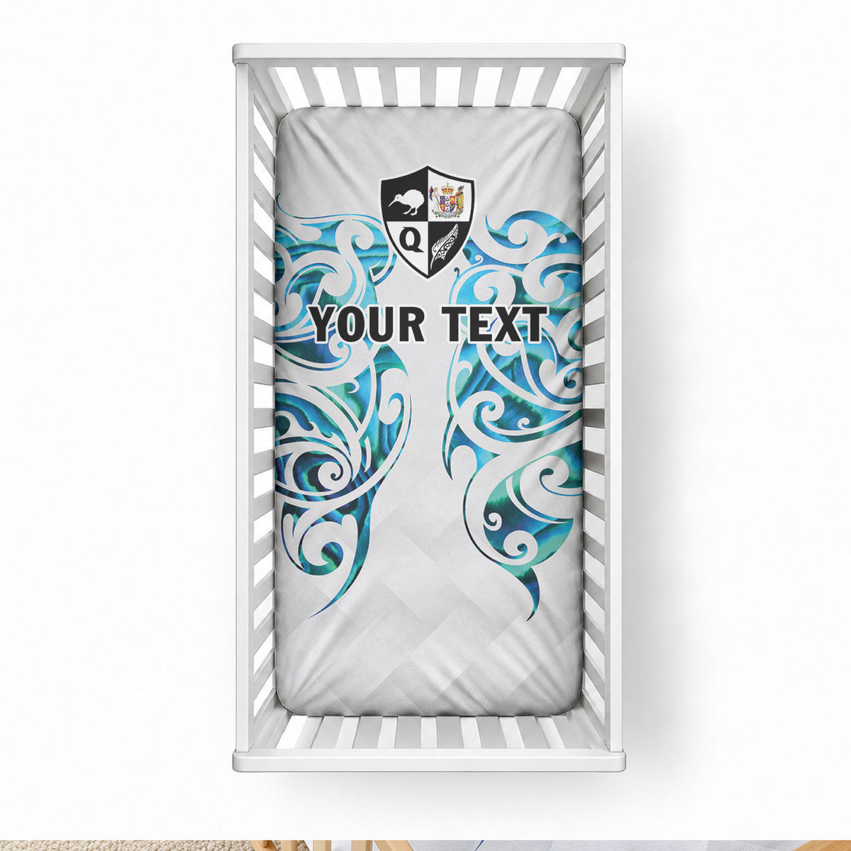 Queensland Maori Kiwi Personalised Baby Bed Cover Ma Kakariki Papua Shell Maori Tribal Tattoo