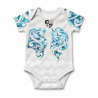 Queensland Maori Kiwi Personalised Baby Onesie Ma Kakariki Papua Shell Maori Tribal Tattoo