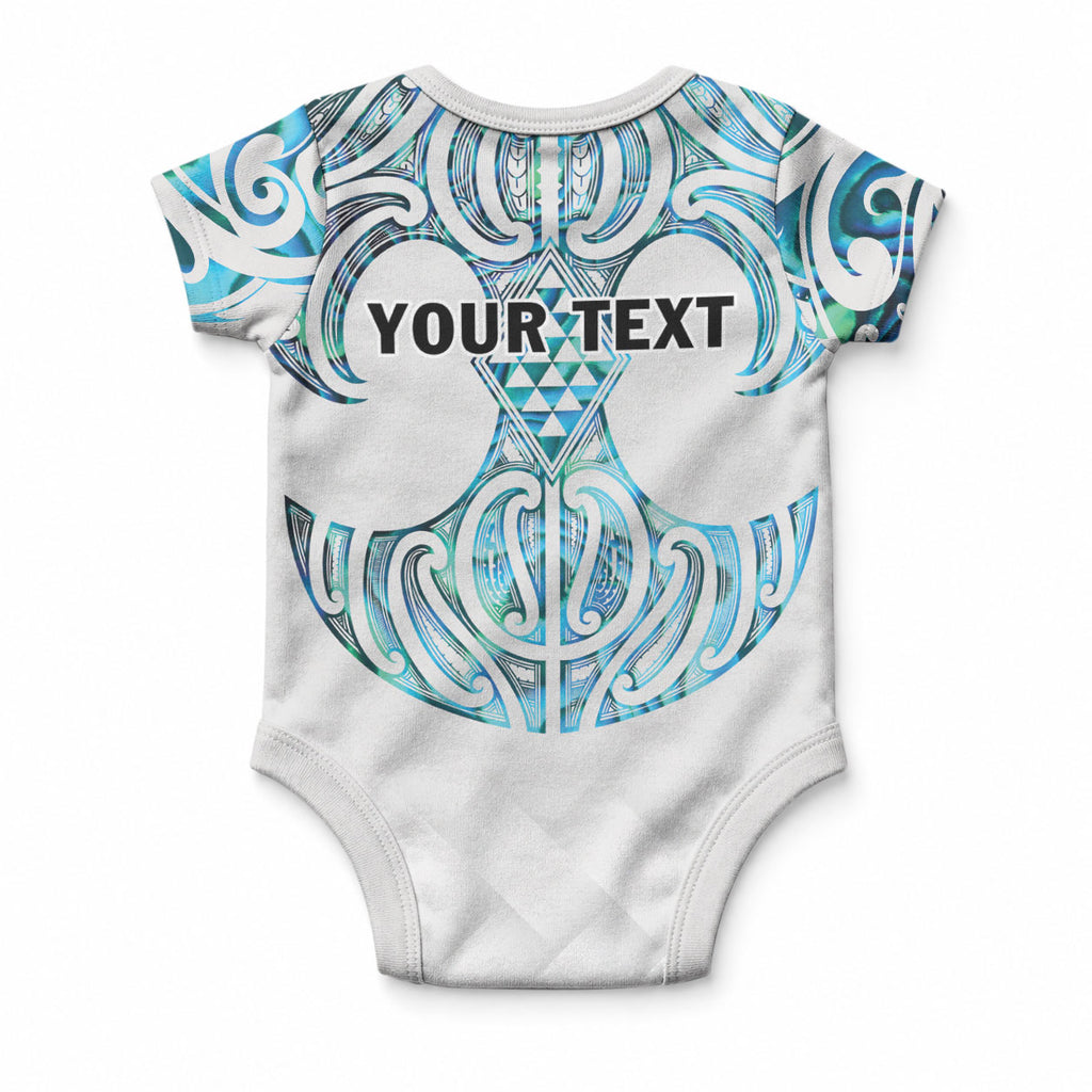 Queensland Maori Kiwi Personalised Baby Onesie Ma Kakariki Papua Shell Maori Tribal Tattoo