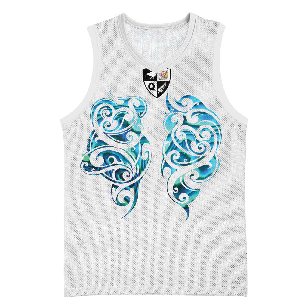 Queensland Maori Kiwi Personalised Basketball Jersey Ma Kakariki Papua Shell Maori Tribal Tattoo - Aussie Hoodie