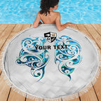 Queensland Maori Kiwi Personalised Beach Blanket Ma Kakariki Papua Shell Maori Tribal Tattoo