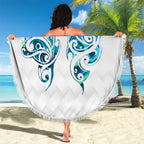 Queensland Maori Kiwi Personalised Beach Blanket Ma Kakariki Papua Shell Maori Tribal Tattoo