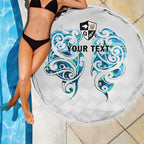 Queensland Maori Kiwi Personalised Beach Blanket Ma Kakariki Papua Shell Maori Tribal Tattoo