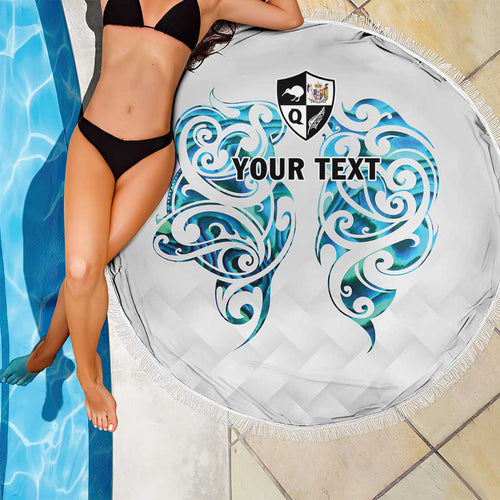 Queensland Maori Kiwi Personalised Beach Blanket Ma Kakariki Papua Shell Maori Tribal Tattoo