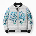 Queensland Maori Kiwi Personalised Bomber Puffer Jacket Ma Kakariki Papua Shell Maori Tribal Tattoo - Aussie Hoodie