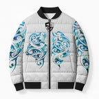 Queensland Maori Kiwi Personalised Bomber Puffer Jacket Ma Kakariki Papua Shell Maori Tribal Tattoo - Aussie Hoodie
