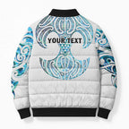 Queensland Maori Kiwi Personalised Bomber Puffer Jacket Ma Kakariki Papua Shell Maori Tribal Tattoo - Aussie Hoodie