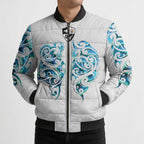 Queensland Maori Kiwi Personalised Bomber Puffer Jacket Ma Kakariki Papua Shell Maori Tribal Tattoo - Aussie Hoodie