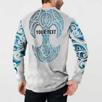Queensland Maori Kiwi Personalised Button Sweatshirt Ma Kakariki Papua Shell Maori Tribal Tattoo