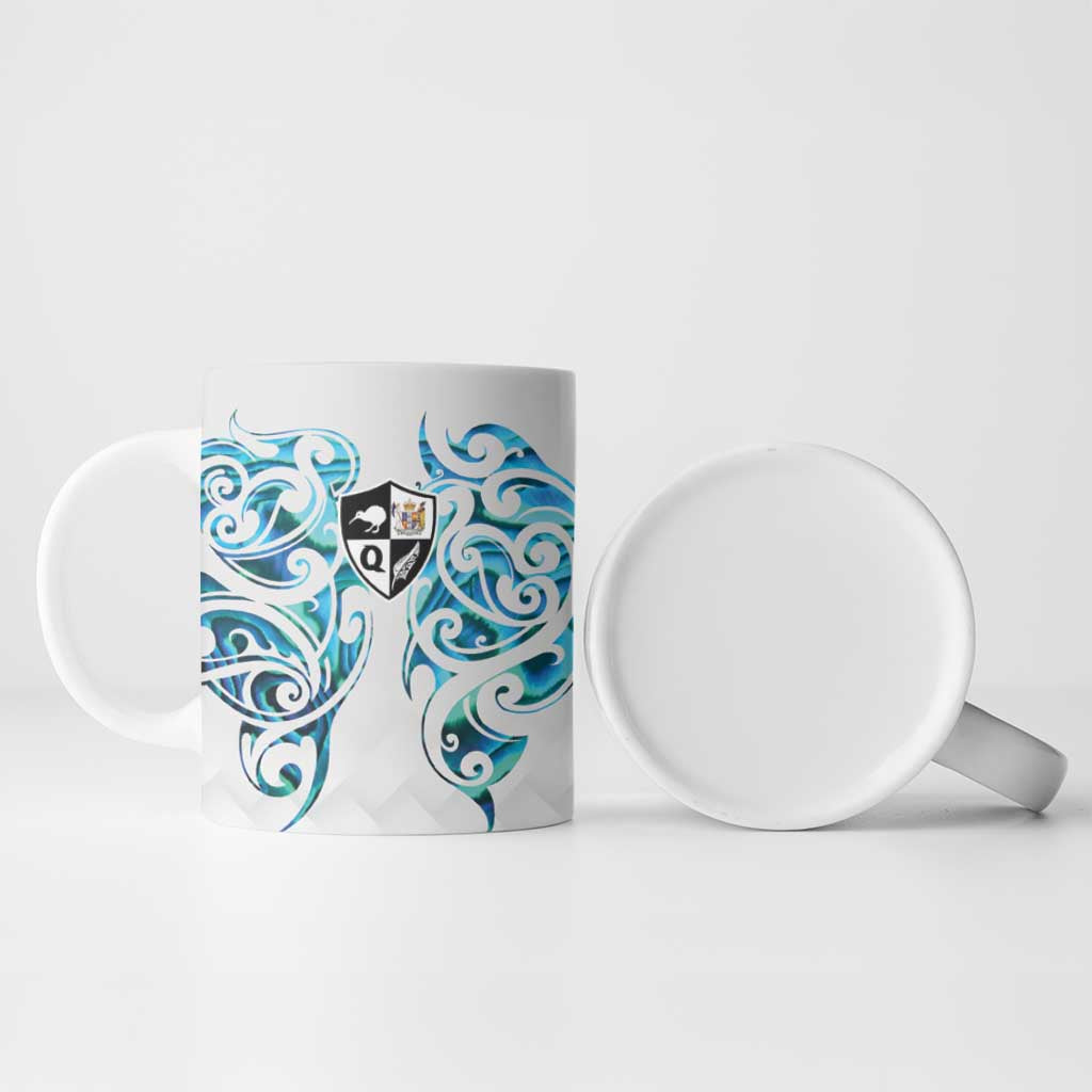 Queensland Maori Kiwi Personalised Ceramic Mug Ma Kakariki Papua Shell Maori Tribal Tattoo - Aussie Hoodie