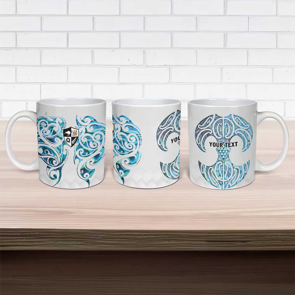Queensland Maori Kiwi Personalised Ceramic Mug Ma Kakariki Papua Shell Maori Tribal Tattoo - Aussie Hoodie