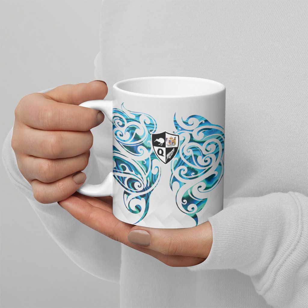 Queensland Maori Kiwi Personalised Ceramic Mug Ma Kakariki Papua Shell Maori Tribal Tattoo - Aussie Hoodie