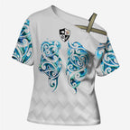 Queensland Maori Kiwi Personalised Cross Shoulder Shirt Ma Kakariki Papua Shell Maori Tribal Tattoo - Aussie Hoodie