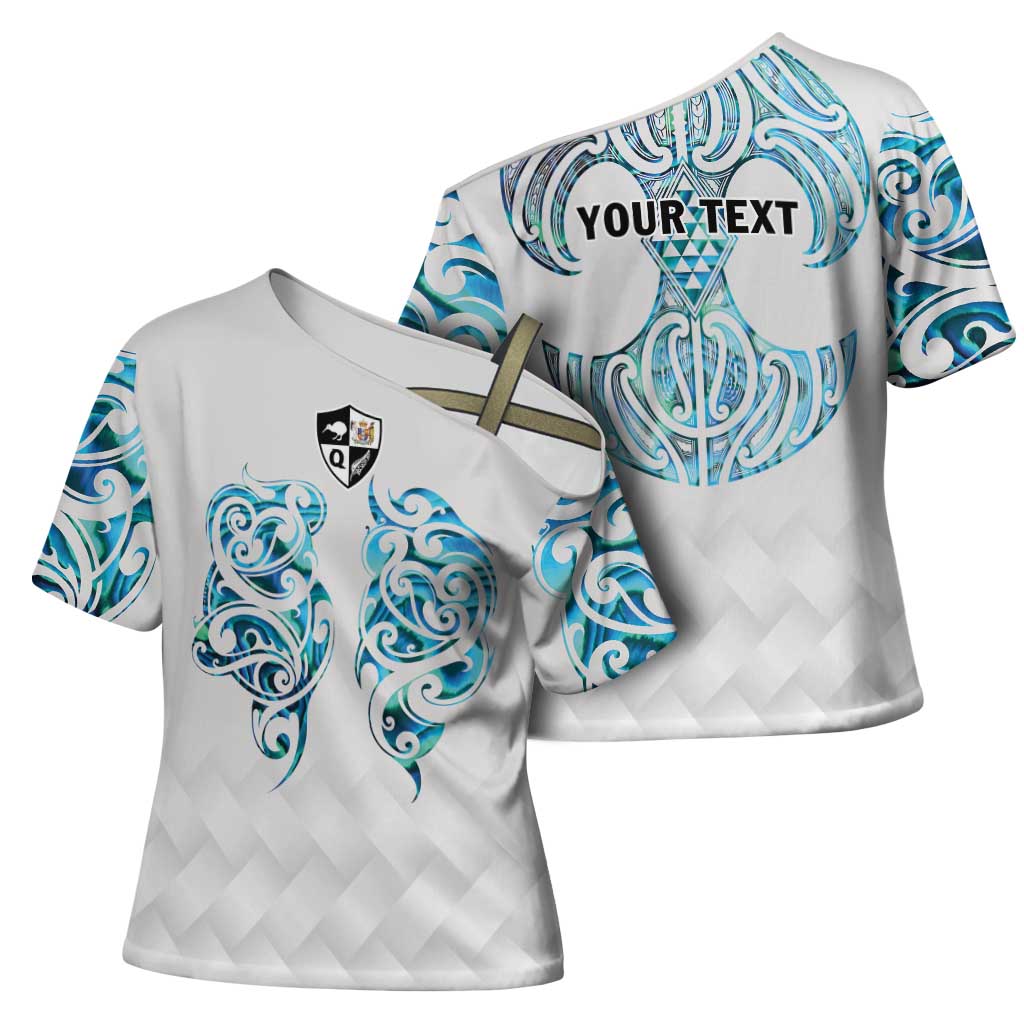 Queensland Maori Kiwi Personalised Cross Shoulder Shirt Ma Kakariki Papua Shell Maori Tribal Tattoo - Aussie Hoodie