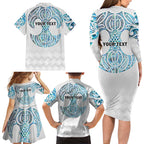 Queensland Maori Kiwi Personalised Family Matching Long Sleeve Bodycon Dress and Hawaiian Shirt Ma Kakariki Papua Shell Maori Tribal Tattoo