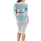 Queensland Maori Kiwi Personalised Family Matching Long Sleeve Bodycon Dress and Hawaiian Shirt Ma Kakariki Papua Shell Maori Tribal Tattoo